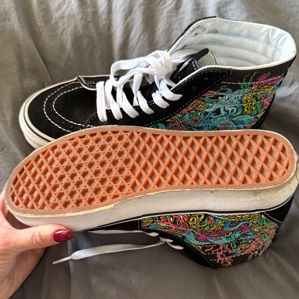 Vans Black High-Tops with Vibrant Multicolor Design - Picture 3 of 3